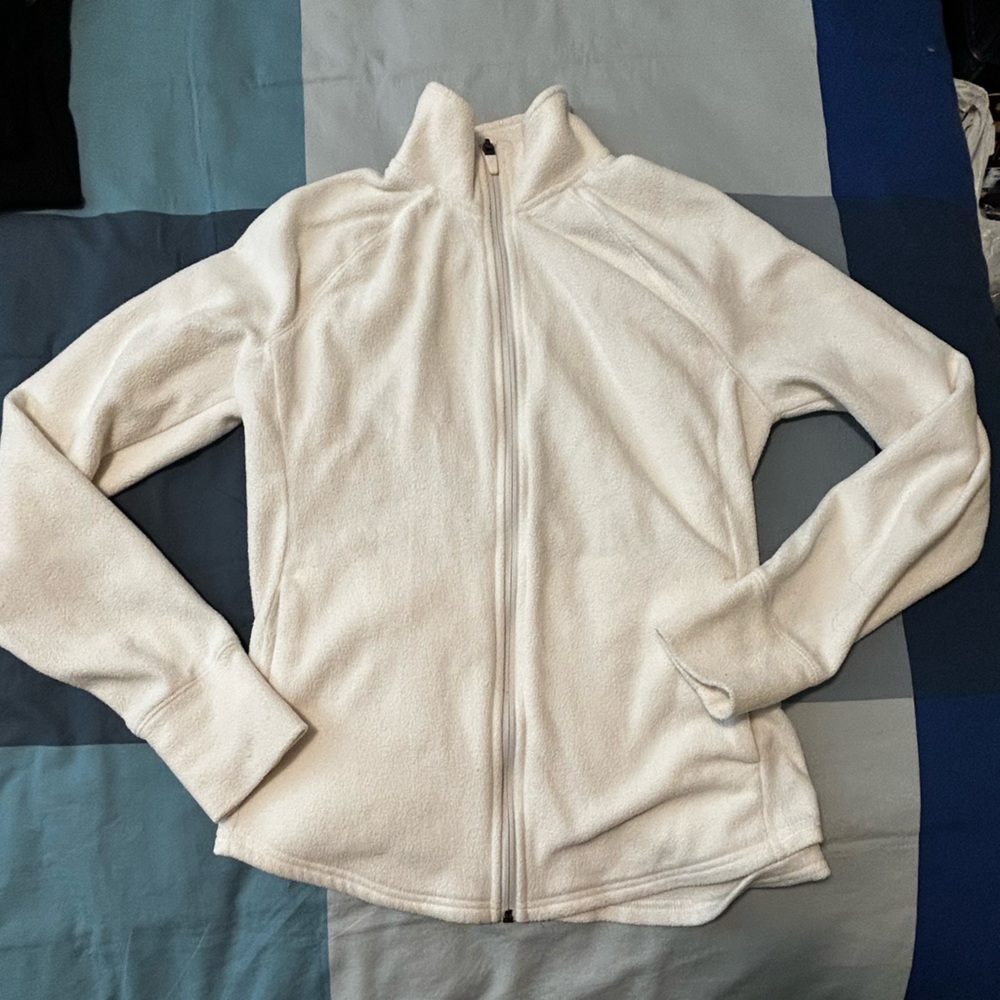 Old Navy Women's Cream Zip-Up Fuzzy Fluffy Athletic Turtleneck